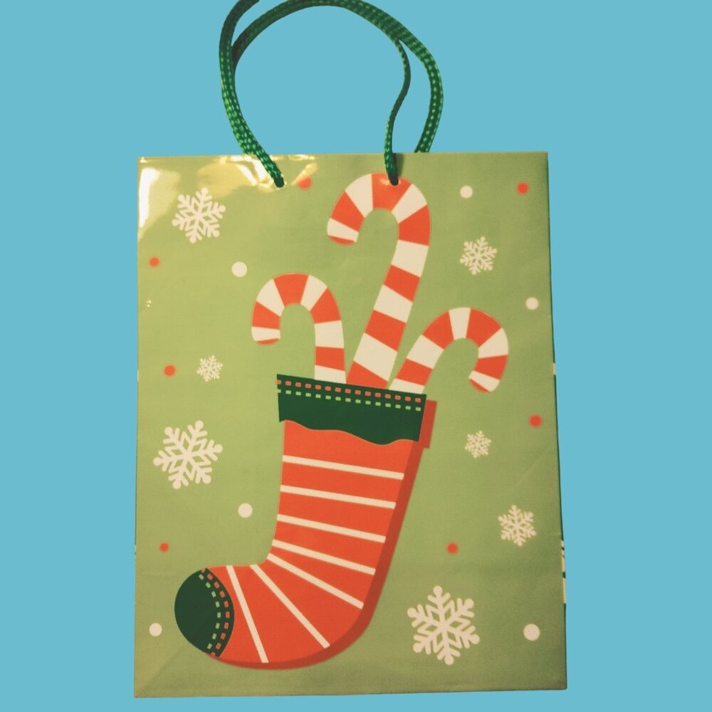 Christmas Gift Bag Candy Cane Stocking Design